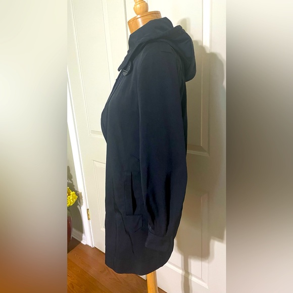 L.A.M.B. By Gwen Stefani Navy Nylon Twill Hooded Pea Trench Coat Long Jacket - Picture 6 of 13